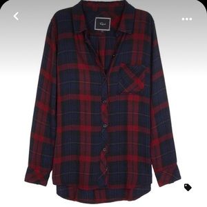 Rails Long Sleeve Flannel Botton Down in Burgundy